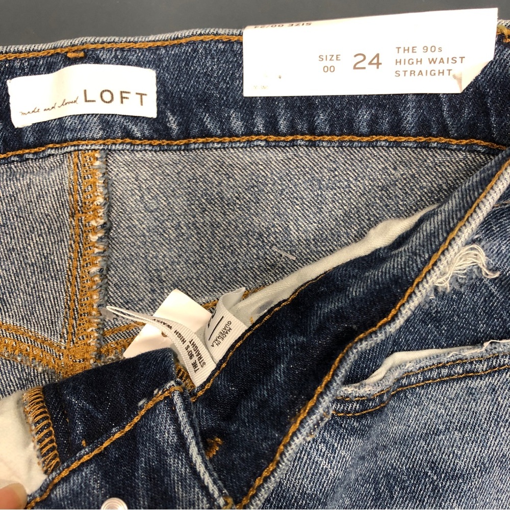 NEW LOFT The 90s Straight Ankle Distressed Women’s Jean Indigo Wash Size 24 - Picture 9 of 13